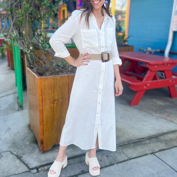 Deluc Dresses & Skirts - New Deluc Sanzio Maxi Dress Size Medium White Linen Blend